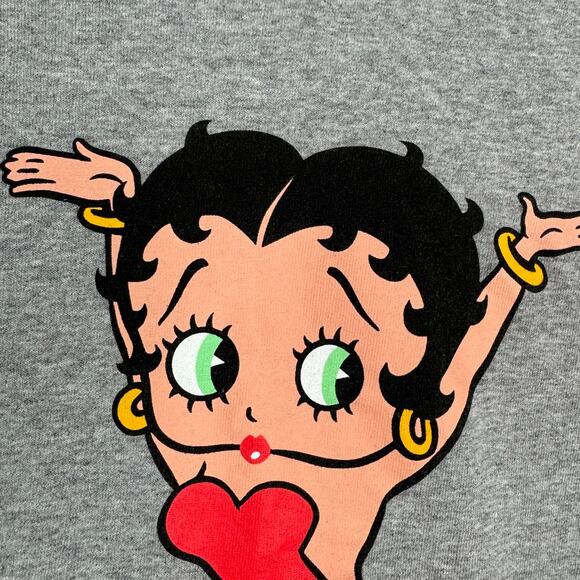 Betty Boop Pinup Screen Printed Graphic T-Shirt Gray Red Unisex M - Picture 3 of 6